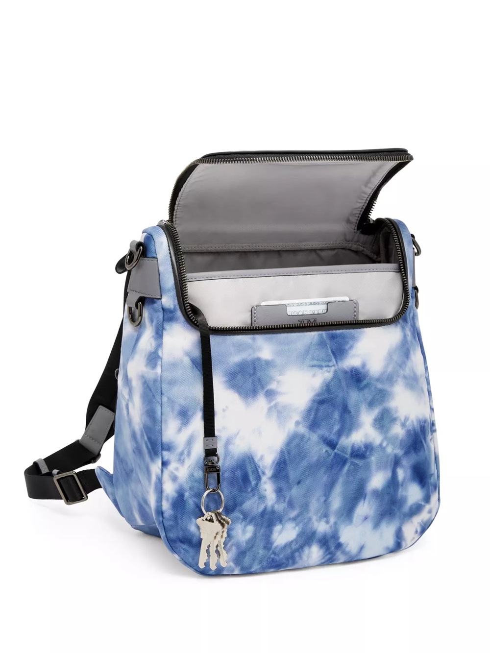 Tumi Blue and White Tie-Dye Convertible Backpack - Picture 2 of 12